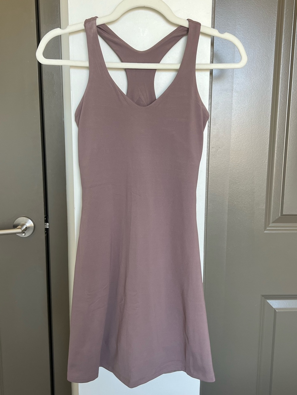 Girlfriend Collective Lola Active Mini Dress with Shorts - Fog Brown - Size XS